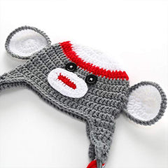 MOMISY Newborn Photography Props Baby Girl Boy Photo Props for Infant Hand Crocheted Monkey Cap