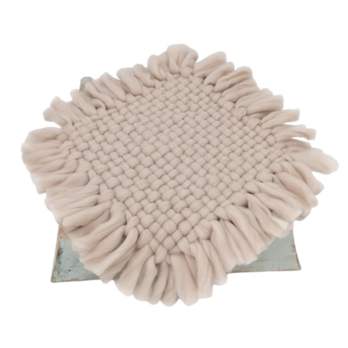 MOMISY Braided Knit Throw Braided Rug Blanket, New Born Baby Photography Photoshoot Props (Beige, 45 * 45 cm)