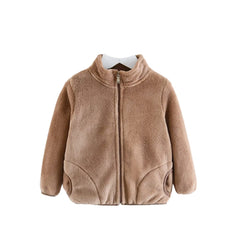 MOMISY Baby Boy & Girls Sweater Jacket Front Open Cardigan (3 to 4 Years, Khaki), Polyester Blend Round Neck