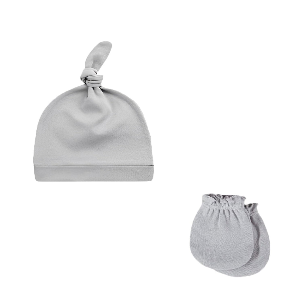 MOMISY Newborn Baby's Cotton Cap Mitten Set, 0-6 Months (IN, Age, 0 Months, 6 Months, Grey)