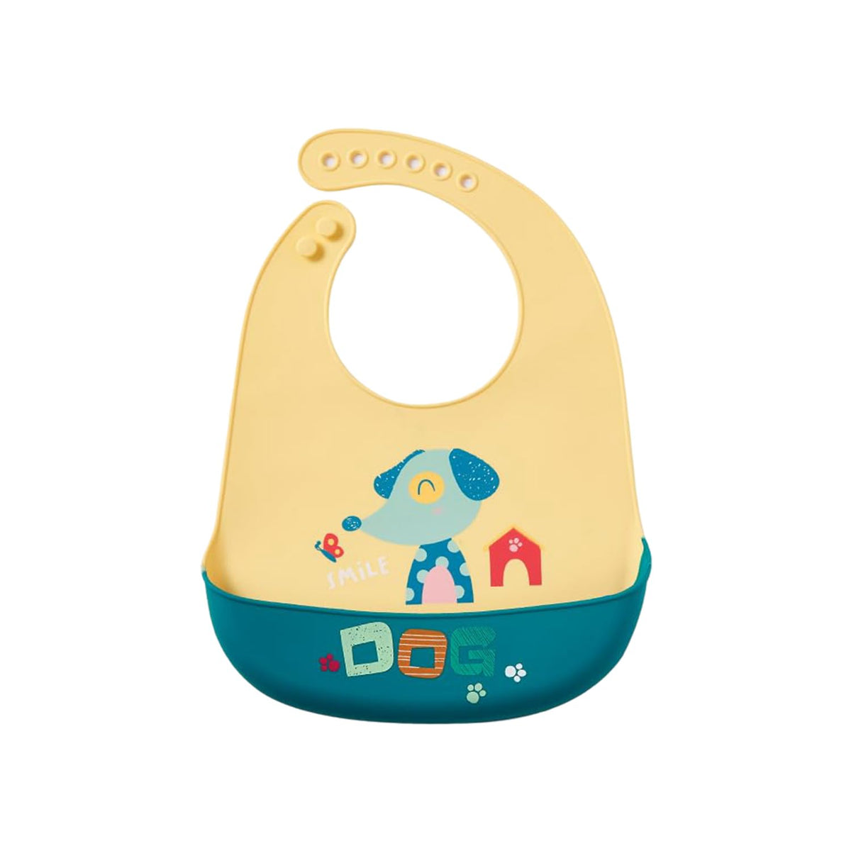 MOMISY Baby Bib For Newborn Waterproof Silicone Apron Wipeable Stain Resistant With pocket For 6 months and up (1, YellowDog)