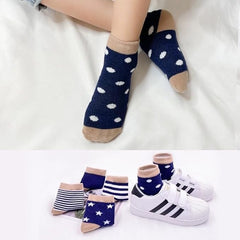 MOMISY 5 Pairs Tube Socks for children Toddlers Infant Baby Girl Boys (Navy, 6 Year to 8 Year)