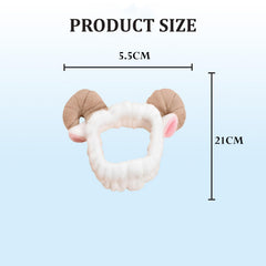 MOMISY Elastic Women's Lovely Hair Band Wash Face Spa Headband-Washable Facial Band Makeup Wrap Headbands Fits All Head Sizes (Sheep Horn White Khaki)