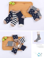 MOMISY 5 Pairs Baby Girl Boys Tube ankle Socks for Baby Girl BoysToddlers Infant kids (Navy, 4 year to 6 year)