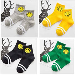 MOMISY 5 Pairs Bamboo Socks for children Toddlers Infant Baby Girl Boys (Smiley, 1 year to 3 year)