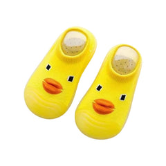 MOMISY Baby Anti-Skid Shoe Socks, Rubber Sole, Unisex, Low Top, Indoor Casual Wear, 3 Pairs (IN, Age, 6 Months, 12 Months, Yellow)