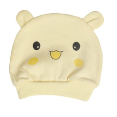 MOMISY 1 Piece Small Cartoon Design Baby Cotton Cap for Newborn Baby Boys and Girls of Age 0 to 5 Months (Panda-LightYellow)