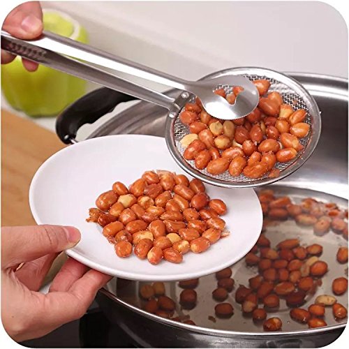 MOMISY Stainless Steel Oil Filter Spoon and Fried Food Clip Mesh Strainer (1)