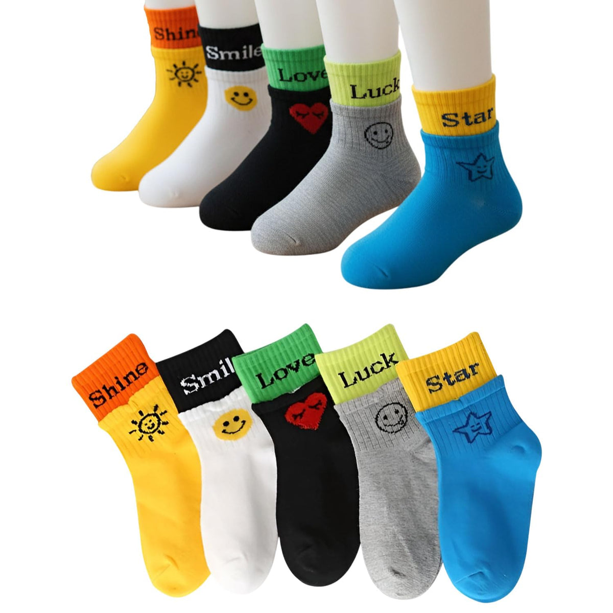 MOMISY 5 Pairs Baby kids Girl Boys Toddlers InfantmCotton Stretch Baby Socks (IN, Age, 1 Year, 3 Years, Star Shine)