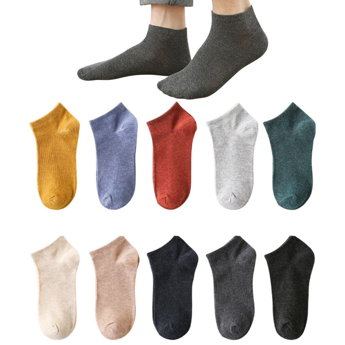 MOMISY Women's Cotton Blend Ankle Socks, Solid Multicolour, Free Size (IN, Alpha, Free Size, 10, Solid10)