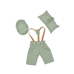 MOMISY Baby Photography Props Set, 4 Pieces, Gentleman Cap with Bow, Pillow and Dungaree (Dark Green, 0-3 Months)