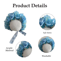 MOMISY Newborn Baby Girl Cap for Photography Props, Children's Headdress (in, Age, 0 Months, 3 Months, Blue)