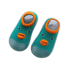 MOMISY Baby Anti-Skid Shoe Socks, Rubber Sole, Unisex, Low Top, Indoor Casual Wear, 3 Pairs (IN, Age, 6 Months, 12 Months, Green)