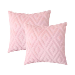 MOMISY Corduroy Cushion Throw Pillow Covers, Diamond, 45 x 45 cm, 18 x 18 inch (2, Pink2)