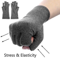 MOMISY Arthritis Gloves Women Men Hand Fingerless Compression Gloves Wrist Support Therapy Gloves Relieve Pain from Rheumatoid RSI Carpal Tunnel for Typing Wirting Dailywork-1 Pair, Grey, Large