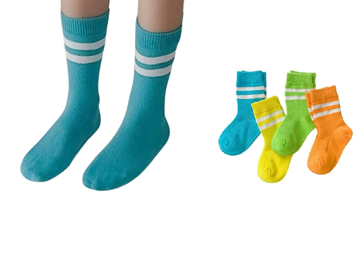 MOMISY Striped Tube Ankle Socks for Toddlers, 4 Pairs, Boys and Girls (IN, Age, 12 Months, 24 Months, 4B)
