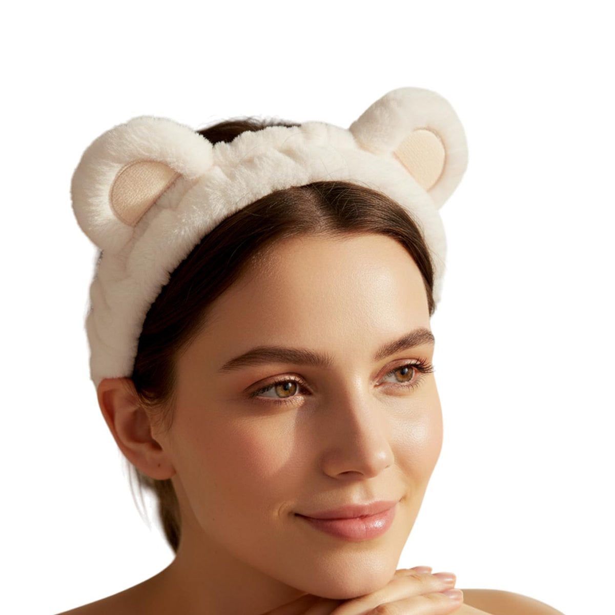 MOMISY Elastic Women's Lovely Hair Band Wash Face Spa Headband-Washable Facial Band Makeup Wrap Headbands Fits All Head Sizes (White Pink, Free)