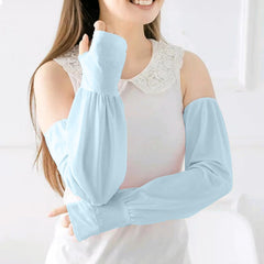 MOMISY UV Sun Protection Arm Sleeves for Women, Loose-Fit Cooling Cover, 1 Pair (Blue)