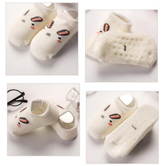 MOMISY Baby Socks, Anti Skid Non Slip Cotton Stretch, 3 Pairs, Toddler Boys Girls (IN, Age, 1 Year, 3 Years, Rabbit)