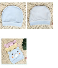 MOMISY 1 Piece Small Cartoon Design Baby Cotton Cap for Newborn Baby Boys and Girls of Age 0 to 6 Months (Cat-Pink)