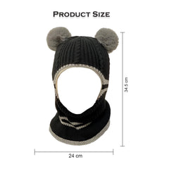 MOMISY Winter Soft Woolen Monkey Cap with Velvet Lining for Baby Boys, Girls, Infant, Toddler, 2-5 Years (in, Age, 2 Years, 5 Years, Black)
