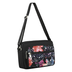 MOMISY Ladies Crossbody Sling Bag, Nylon Shoulder Mobile Phone Purse for women (Leaves)