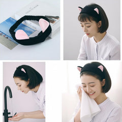 MOMISY Elastic Hair Head Band, Washable Facial Makeup Wrap Headband for Women, Spa Face Cleansing Band, Free Size (Pink Black, Free)