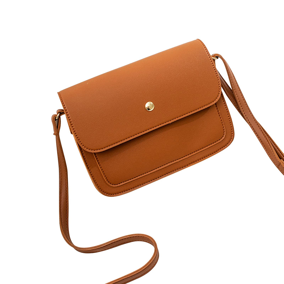 MOMISY Sling Bag with Adjustable Long Strap for Women Girls Crossbody Purse - Brown