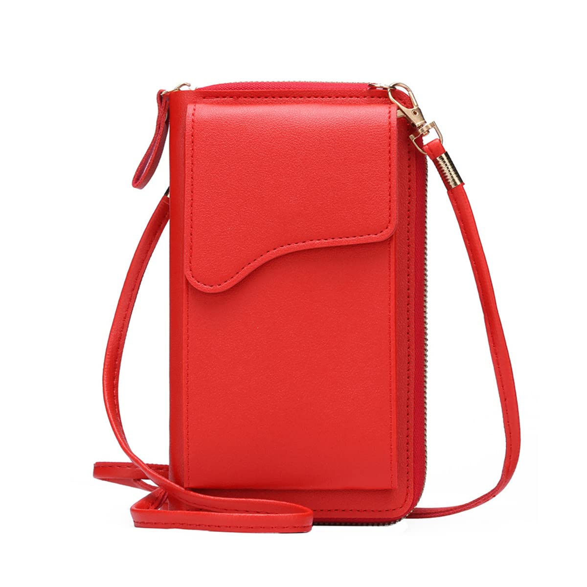MOMISY Women Cellphone Sling Bag Card Holder Wallet Handbag Crossbody multi-function Shoulder Bag for Girls (Red)
