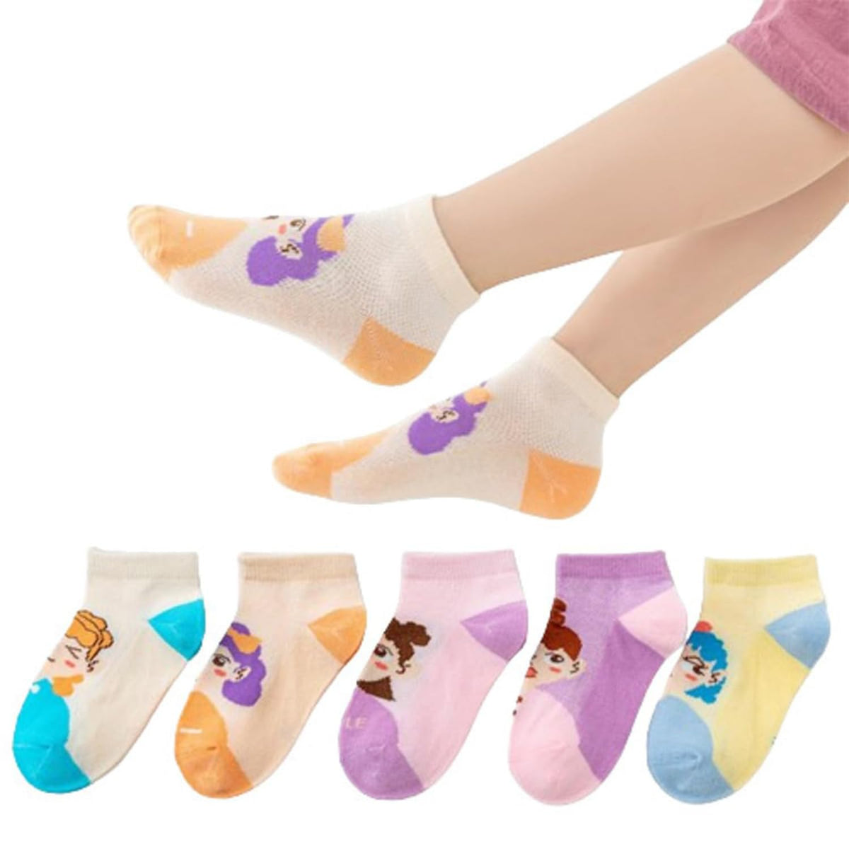 MOMISY 5 Pairs Girl Boys Tube Socks Toddlers Infant Solid Color Boat Spring and Autumn Socks Stretch Baby kids Sock (IN, Age, 12 Months, 3 Years, Cute Girl)