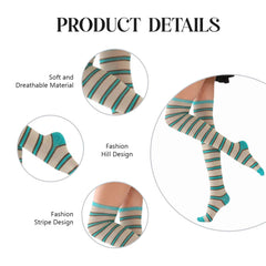 MOMISY Knee Socks for Womenand Girls Premium Cotton Blend, Breathable Long Knee High Stockings, Ultimate Comfort and Style, Ideal for Daily Use- Pack of 1 (Free Size) (Khaki Rama)