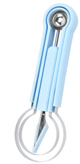 MOMISY Melon Baller Scoop Set, Professional 4 in 1 Stainless Steel Fruit Carving Tools Set,Fruit Scooper Seed Remover Watermelon Knife for Dig Pulp Separator (4 in 1 Scoop) (Sky Blue)