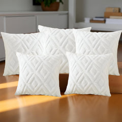 MOMISY Corduroy Cushion Throw Pillow Covers, Diamond, 45 x 45 cm, 18 x 18 inch (5, White5)