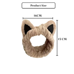 MOMISY Elastic Women's Lovely Hair Band Wash Face Spa Headband-Washable Facial Band Makeup Wrap Headbands Fits All Head Sizes-Cat Ear (Coffee Black, Free)