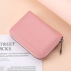 MOMISY PU Leather Credit Debit Card Holder Wallet Card Case ID Case Organizer Holder Zipper Wallet Coin Purse for Men & Women (20 Slots PVC Pink)