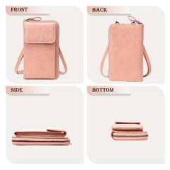 MOMISY Multi-Function Crossbody bags for Women Mobile Cell Phone Holder Card Pocket Bag Stylish PU Leather Sling Bags for Women Girls Purse Wallet Mini Shoulder Bags (Pink)