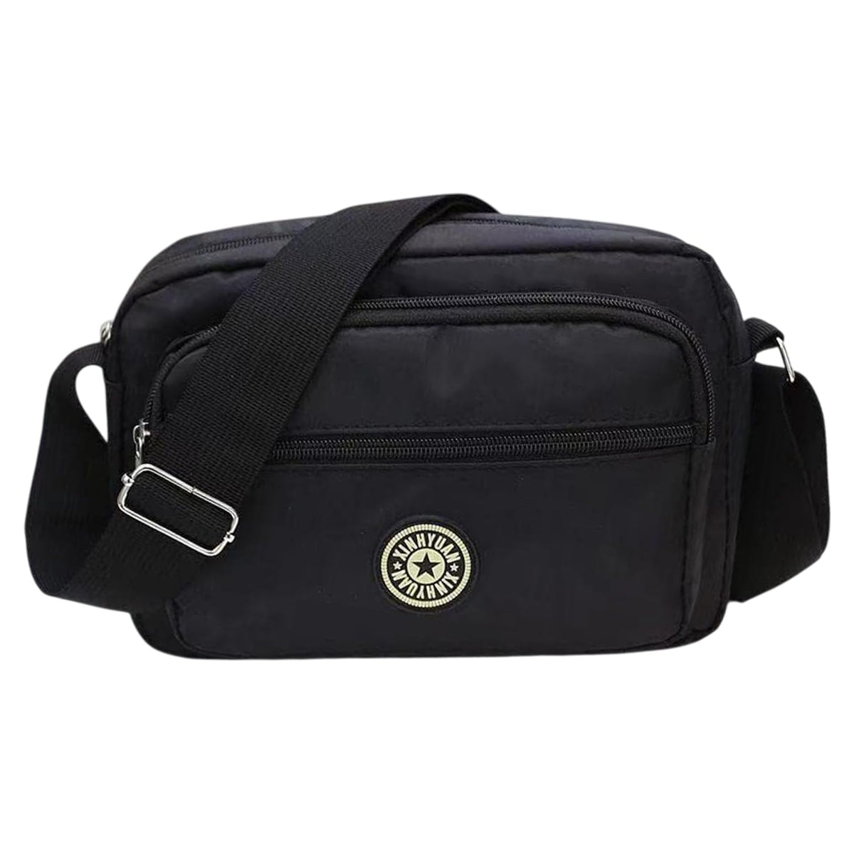 MOMISY Mobile Messenger Bag Ladies Nylon Shoulder Cross Body Long Strap Purse for Women Girls-Black