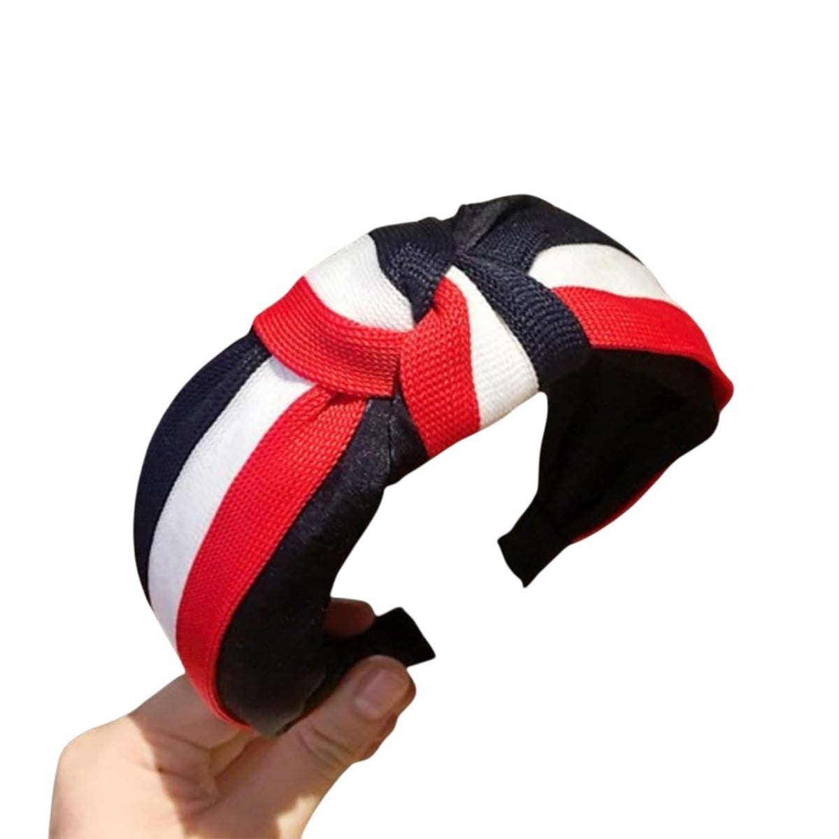 MOMISY Knotted Hairband Headband Cross Hair Band Accessories for Women and Girls (Navy Red White)