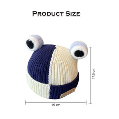 MOMISY Baby Beanie Hat, Chess Warm Toddlers Winter Hat, Double Pom Pom Beanies for Boys & Girls Woolen Knitted Cap (6 Months - 2 Years) (Navy)