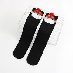 MOMISY 1 Pair of Baby Spring Winter And Autumn Combed Cotton Long Tube Knee-High Socks Suitable Age of 3 to 12 Years (IN, Age, 3 Years, 12 Years, BlackBear)