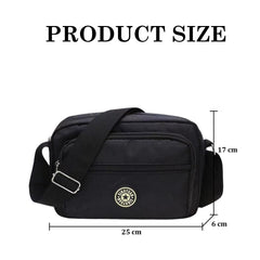 MOMISY Mobile Messenger Bag Ladies Nylon Shoulder Cross Body Long Strap Purse for Women Girls-Black