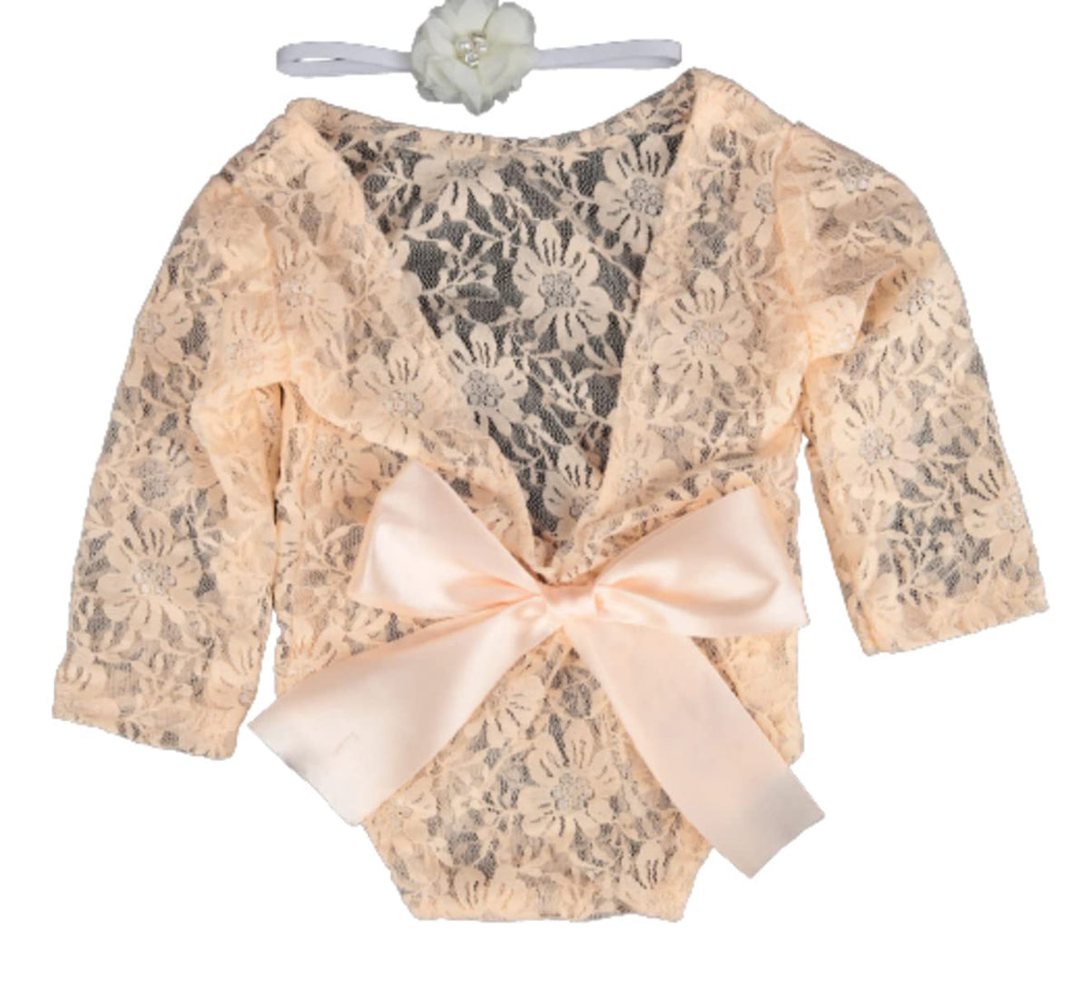 MOMISY Baby Photography Props, Dress & Headband for Kids Parties Anniversaries Photography (Beige)