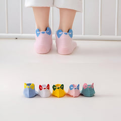 MOMISY 5 Pairs Baby Girl Boys Tube Socks Toddlers Infant Solid Color Boat Spring and Autumn Socks Stretch Baby Sock - Multicolor (IN, Age, 9 Years, 12 Years, Bow)