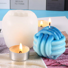 MOMISY 3D Wool Ball Silicone Candle Mould, Magic Twisted Rope Design, DIY Soap, Resin, Wax Crafts (WhiteB)