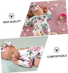 MOMISY Floral Romper with Hairband Photoshoot Photography Props Costume (White Flower)