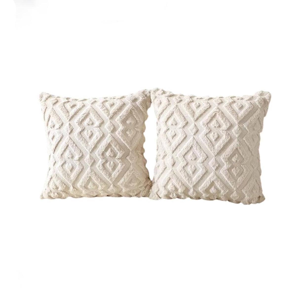 MOMISY Corduroy Cushion Throw Pillow Covers, Diamond, 45 x 45 cm, 18 x 18 inch (2, Beige2)