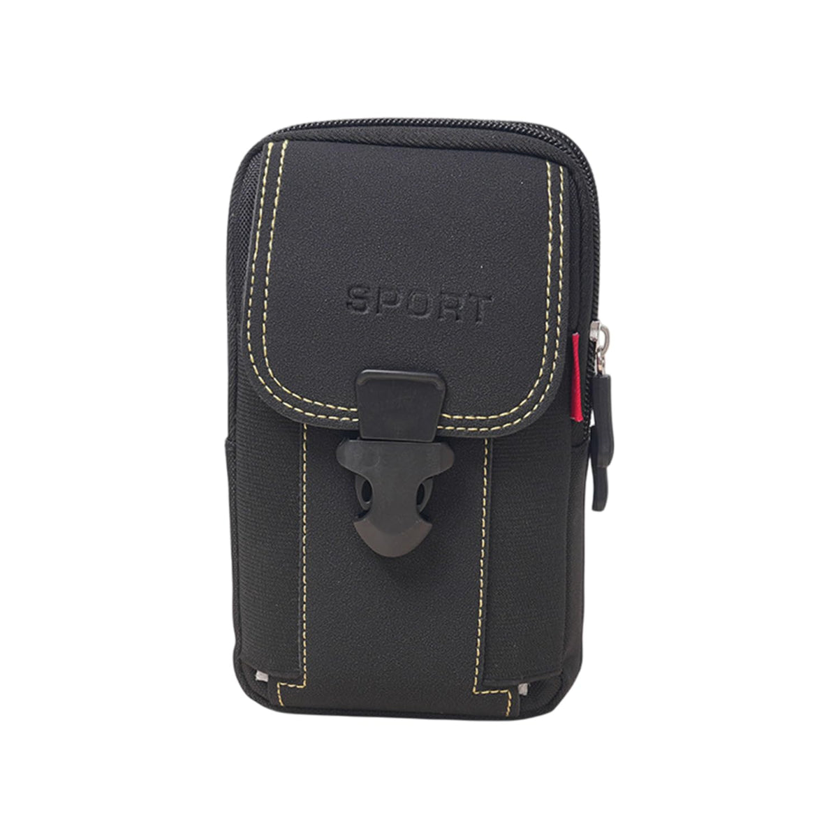 MOMISY Men’s Nylon Multi-Purpose Utility Pouch – Solid Color Outdoor Travel Phone Bag with Buckle Closure(Black)