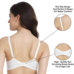 MOMISY Maternity Nursing Bra for Women | Non-Padded Cotton Blend | Wire-Free V-Neck Feeding Bra (Size 38 White)