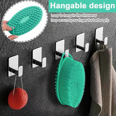 MOMISY 2-in-1 Silicone Body and Shampoo Brush, Exfoliating Bath Scrubber, Scalp Massager with Flat Head (Green)