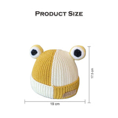 MOMISY Baby Beanie Hat, Chess Warm Toddlers Winter Hat, Double Pom Pom Beanies for Boys & Girls Woolen Knitted Cap (6 Months - 2 Years) (Yellow)